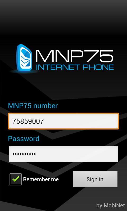 Android application MNP75 screenshort