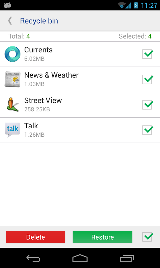    sistema de aplicación delete- screenshot  