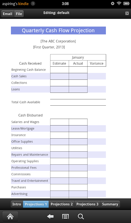 Android application Cash Flow Projection screenshort