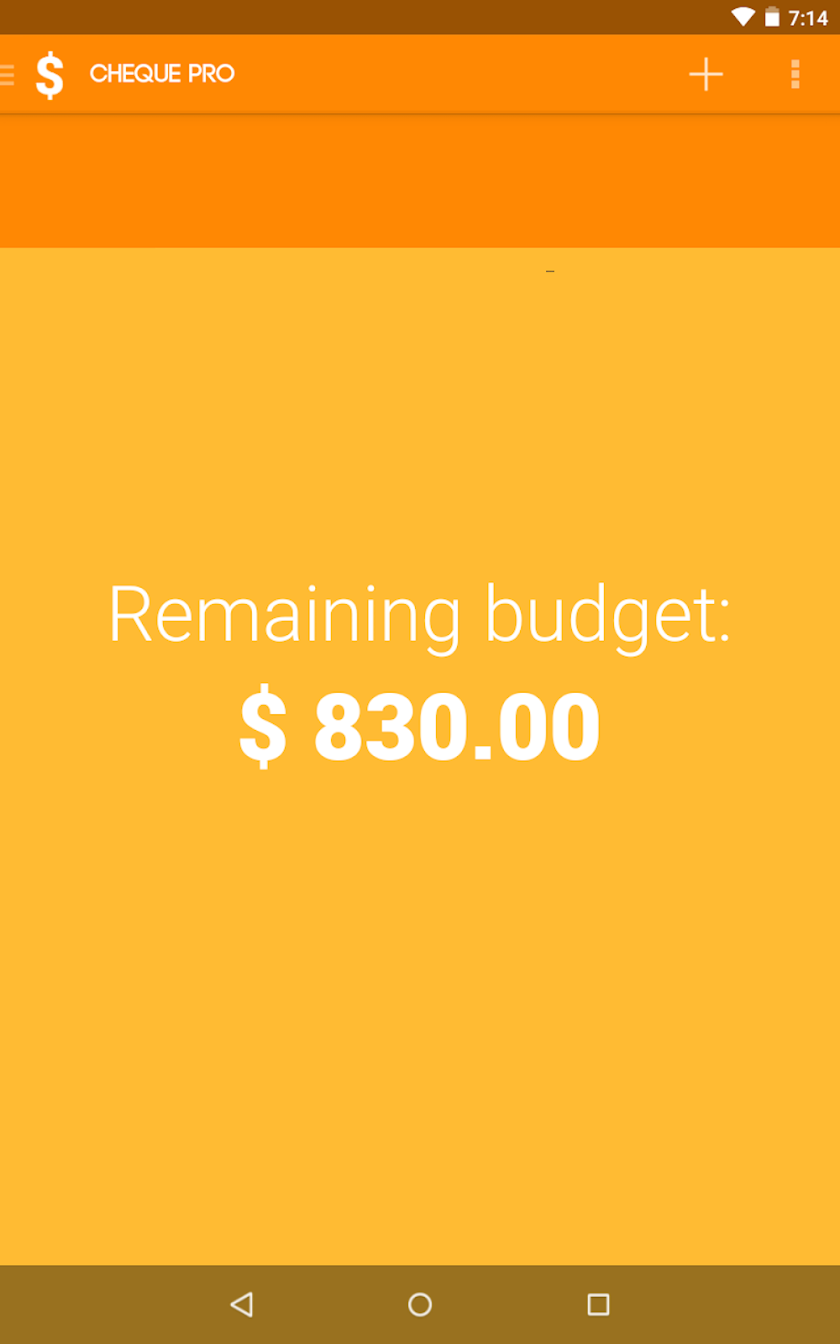 Cheque Pro (Budget Planner) Screen 1