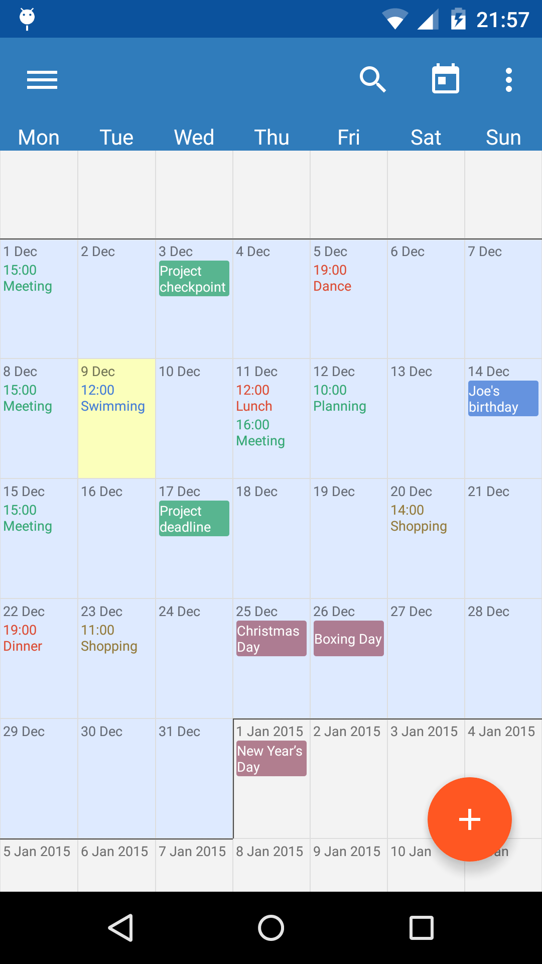 Android application Touch Calendar screenshort
