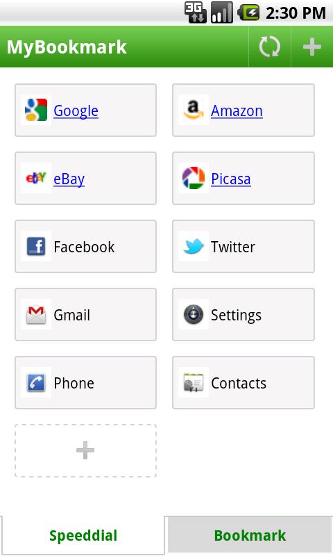 Android application MyBookmark Pro add-on screenshort