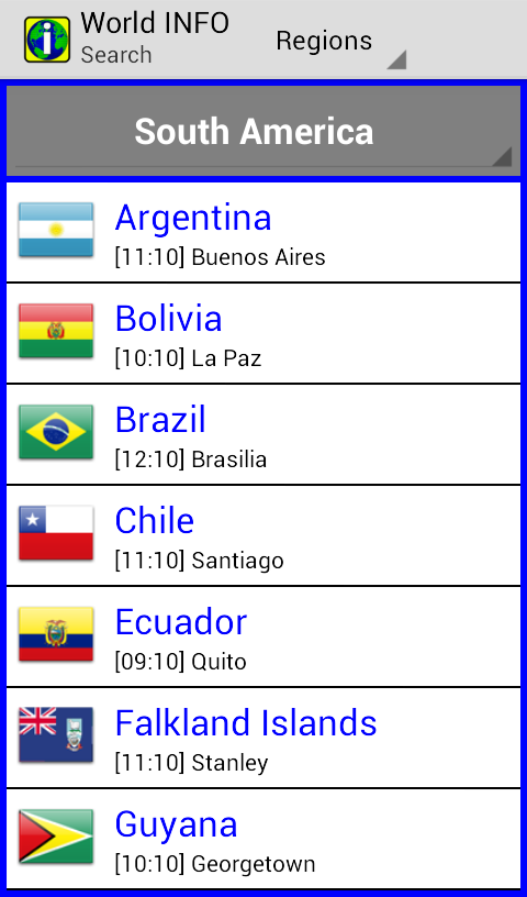 Android application World INFO screenshort