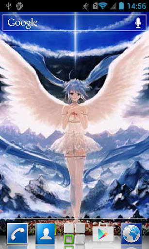 Anime angel among mountains