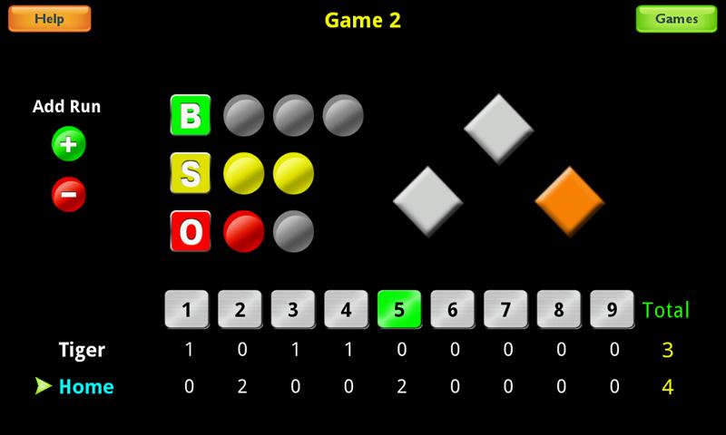 My BaseBall Game Score Screen 1