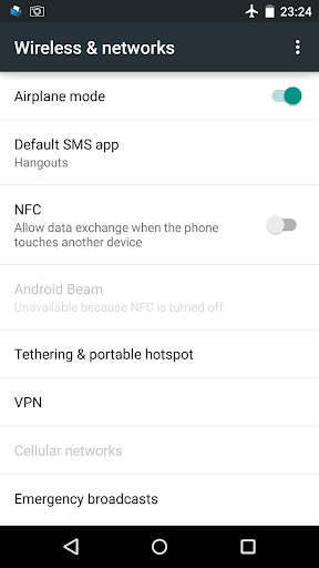 AirplaneMode settings shortcut