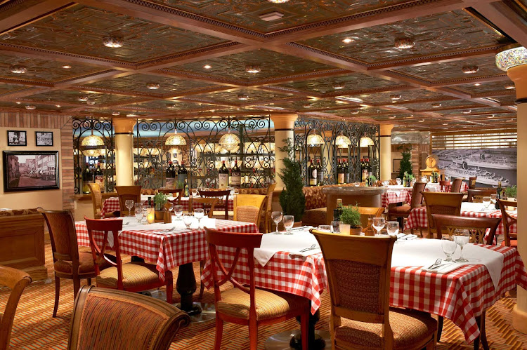 Reservations are recommended at Cucina Del Capitano, Carnival Magic's popular family-style Italian restaurant.
