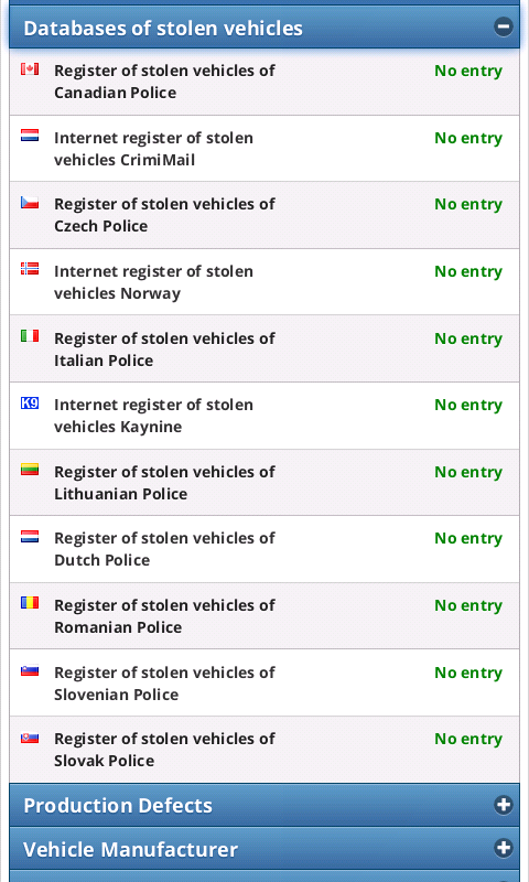 VIN info. Вин инфо. Registration of stolen items.