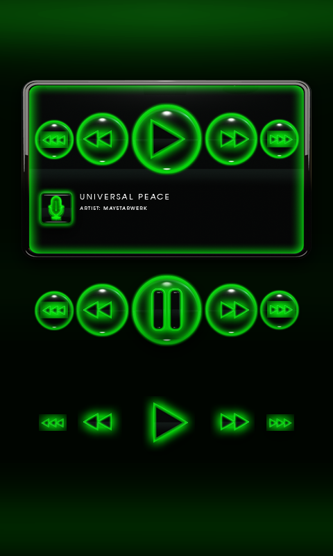 Poweramp Widget Green Glow Screen 2