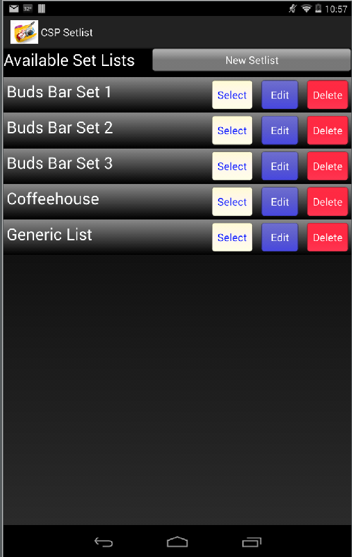 CSP SetList Set List Organizer Screen 3