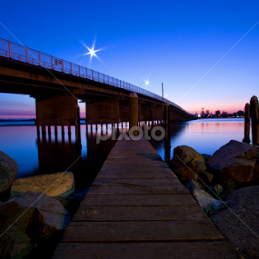 Sunset at Forster bridge last night by Justin Mckinney - Landscapes Waterscapes