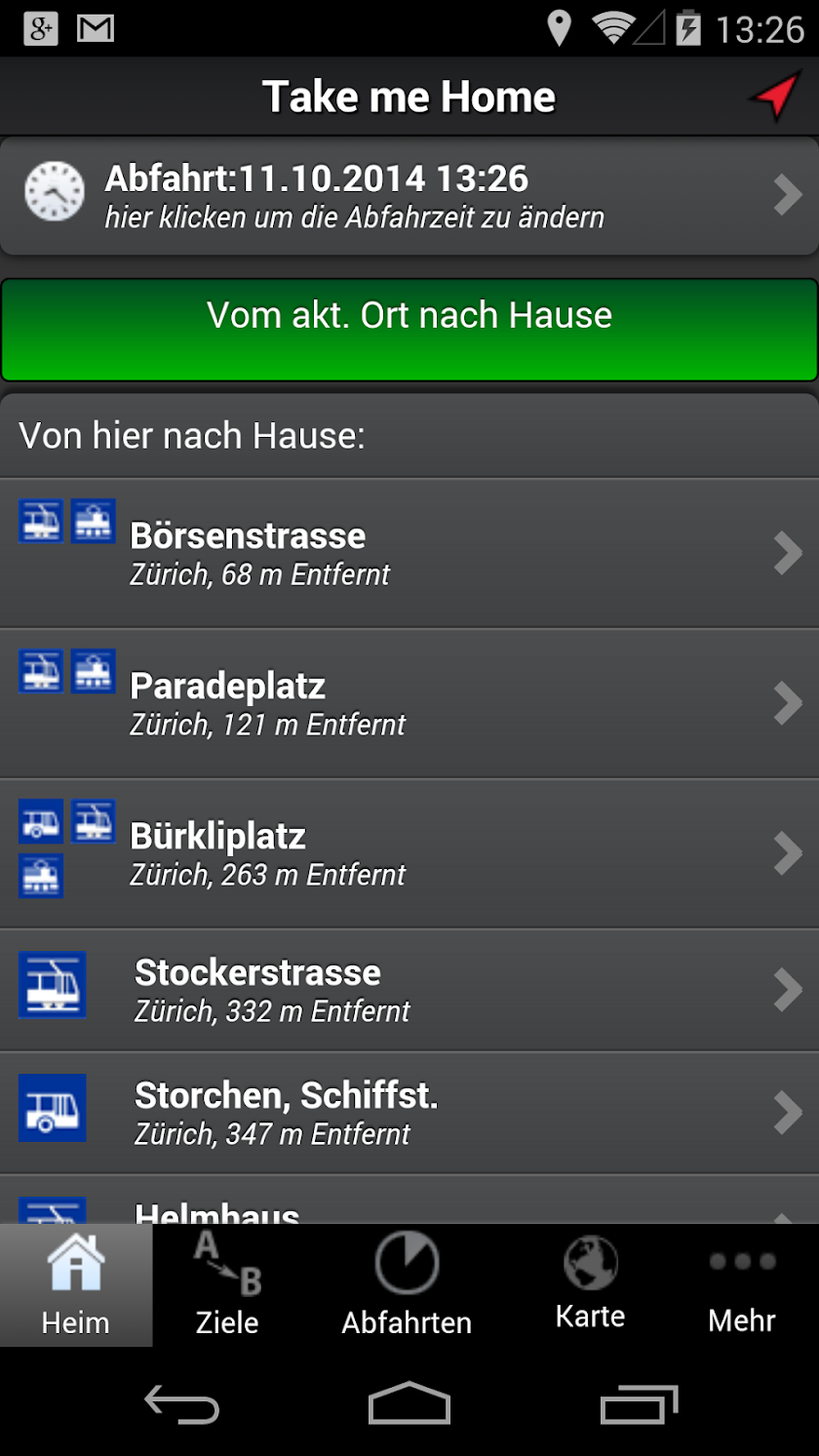 A+ Journey Planner Zürich Screen 1
