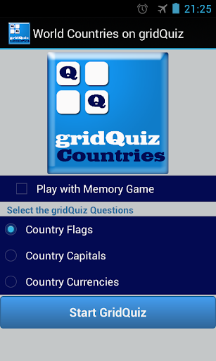 World Countries on gridQuiz