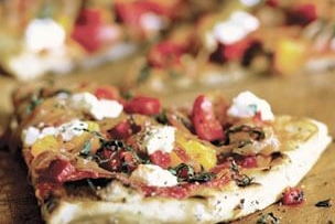 Herbed Pizzas with Prosciutto, Basil and Goat Cheese