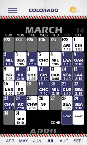 Baseball Pocket Sked - Rockies