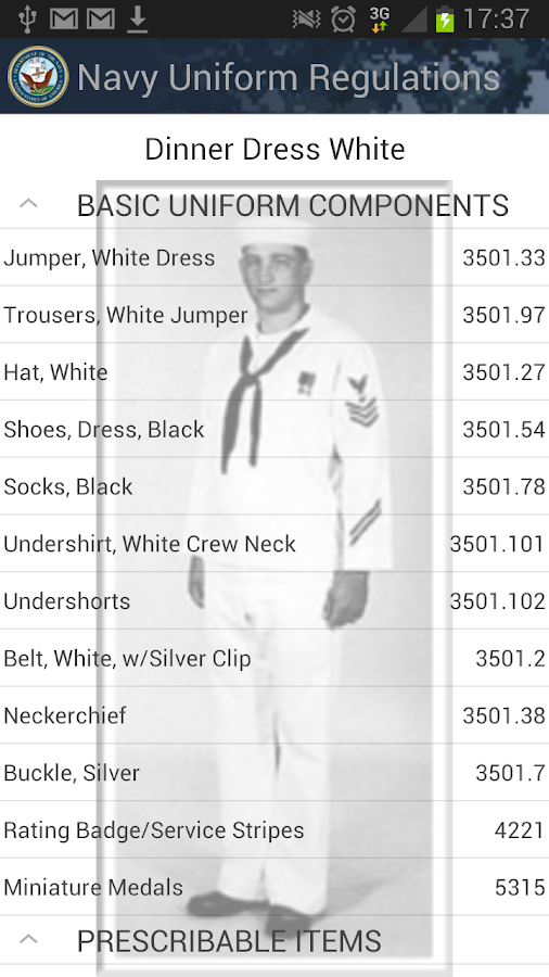 Navy Uniform Regulations - screenshot