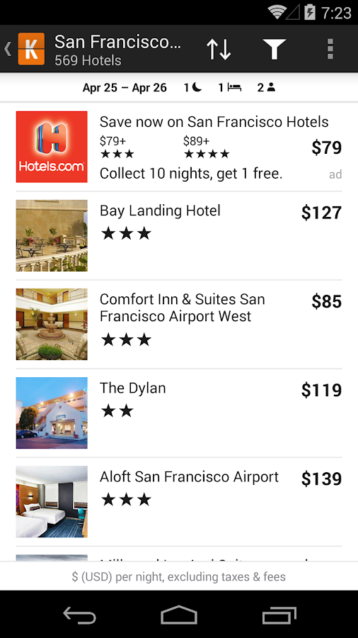 KAYAK Flüge, Hotels & mehr AndroidApps auf Google Play