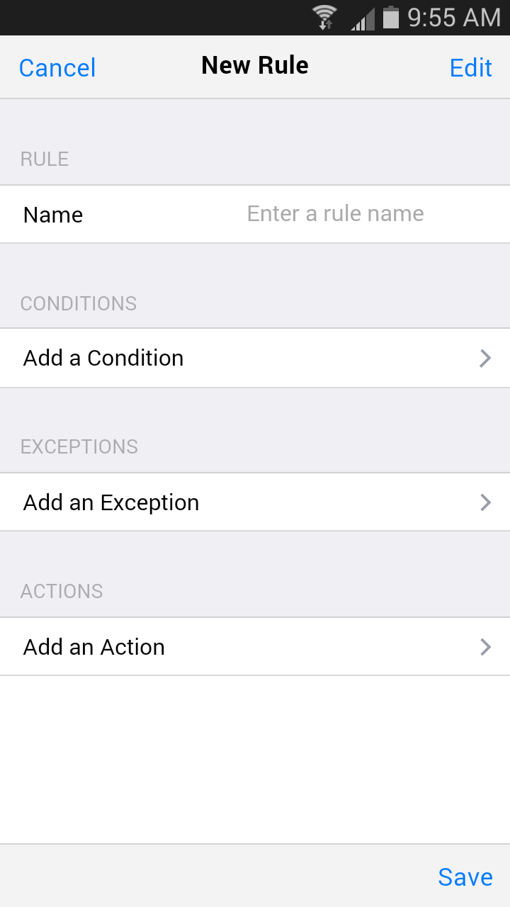 Inbox Rules Screen 3
