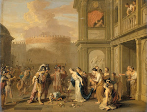 RIJKS: Gerard Hoet (I): Queen Cleophis Offering Wine to Alexander the Great after his Conquest of Mazaka 1733