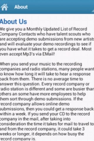 Record Label Contacts Screen 2
