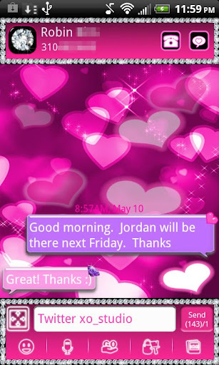 GO SMS THEME PINK DIA ZEBRA