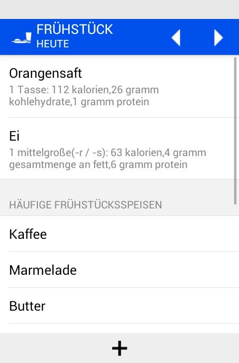 Android-Anwendung Food Journal Screenshot