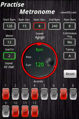 Practise Metronome Screen 2