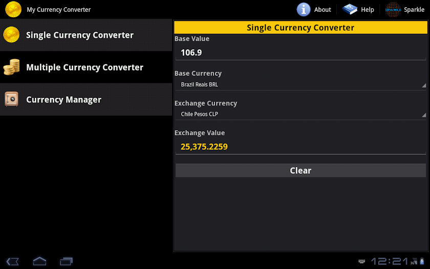 My Currency Converter Tablet Screen 2