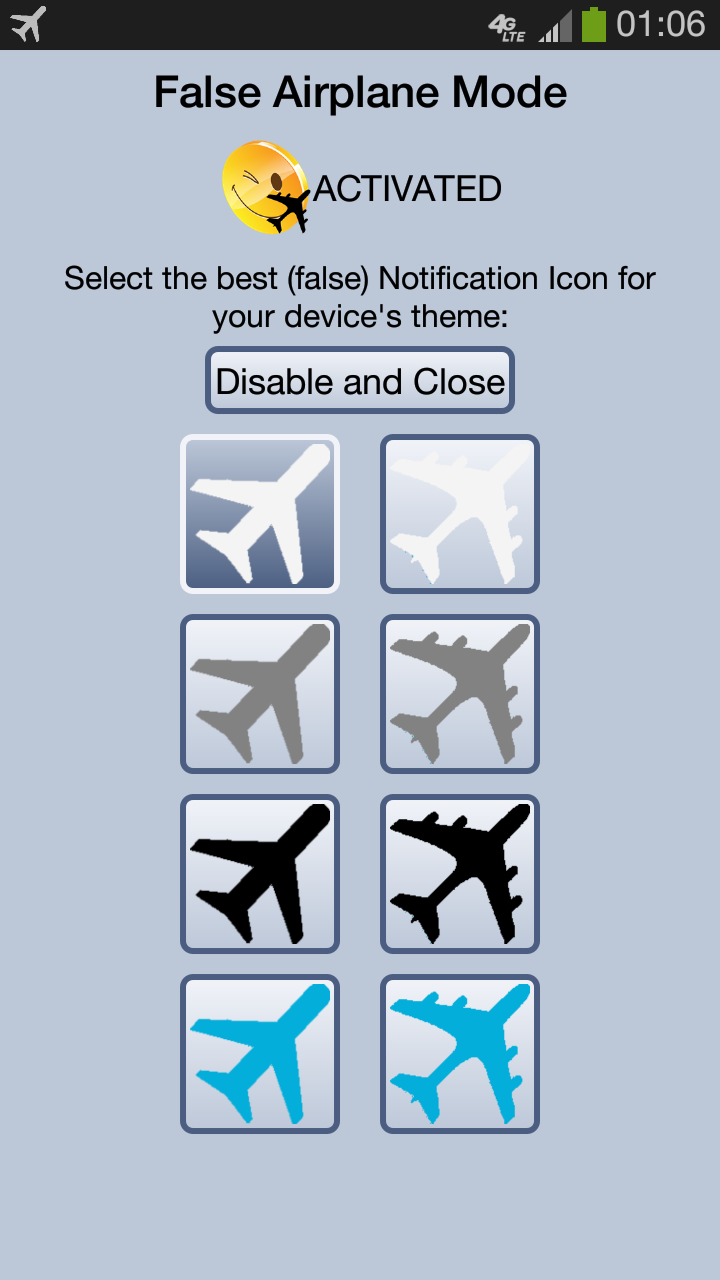 Fake Airplane Mode Status Screen 1
