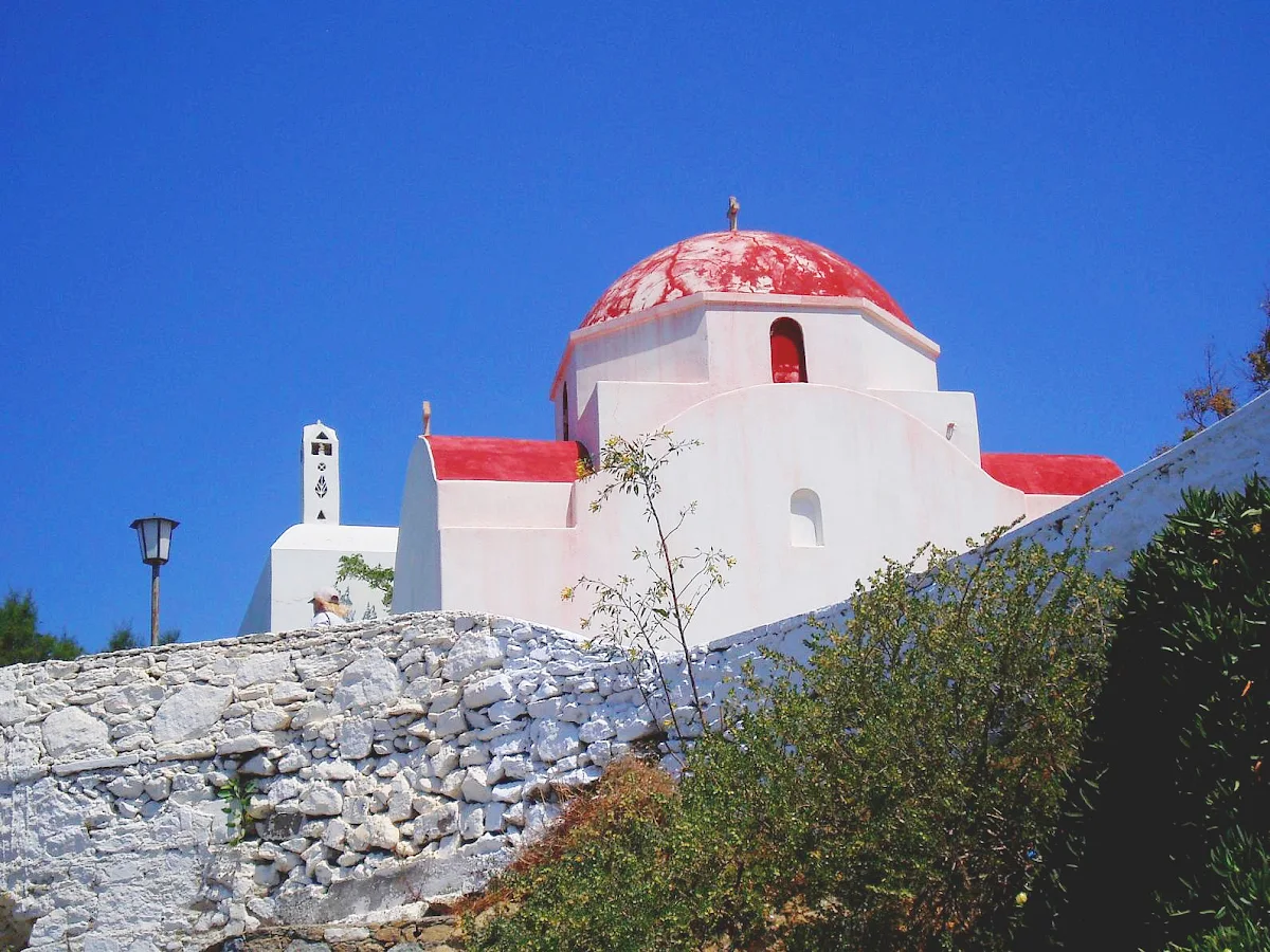 Church-Mykonos-Greece - A Greek Orthodox Church sitting atop a hill on the Greek isle of Mykonos. 
