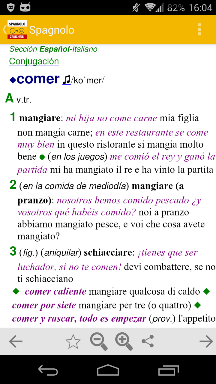 Dizionario Spagnolo Zanichelli Screen 3