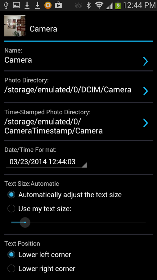 Camera Timestamp Add-on - screenshot