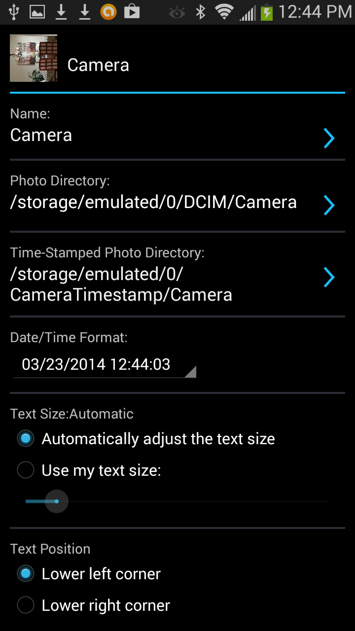 Camera Timestamp Add-on Screen 2