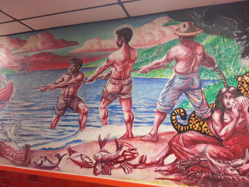 La Paz Restaurant Men Fishing Mural