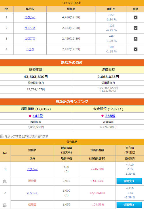 Android application トレダビ－55万人が利用する株式投資シミュレーションゲーム screenshort