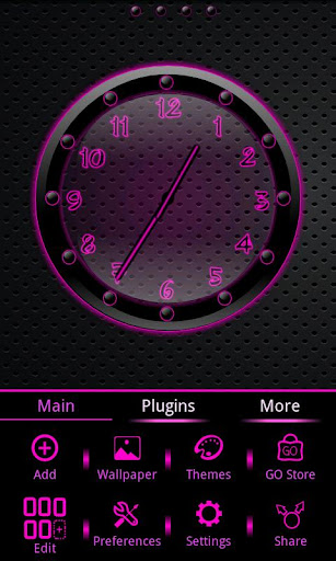 Sleek Ebony Pink Clock Widget