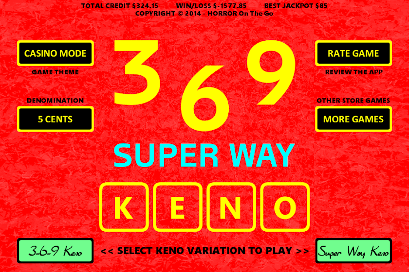 369 Super Way Keno Screen 1
