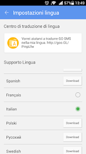 How to get GO SMS Pro Italian language pa 1.9 apk for android