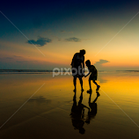 On the beach by Jayanta Basu -  