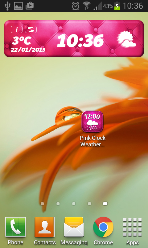 Pink Clock Weather Widget Screen 2
