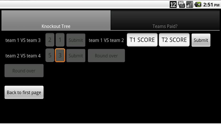 Tournament Organiser Screen 1