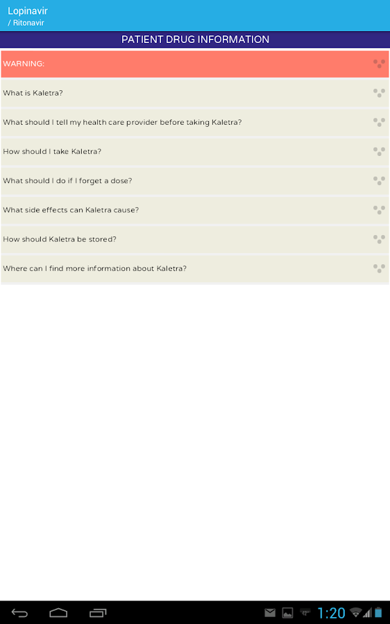   AIDSinfo Drug Database- screenshot  
