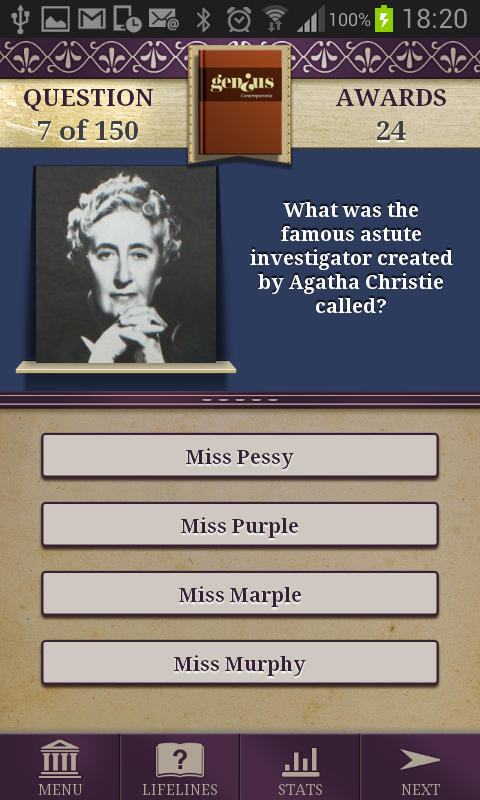 Genius Modern Literature Quiz Screen 2