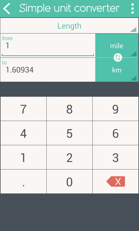 Simple Unit Converter Screen 2
