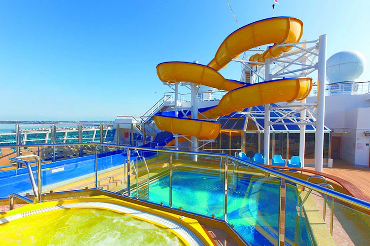 The water slide on deck 13 of Costa Favolosa.