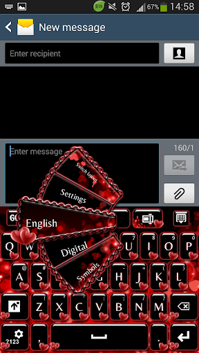 GO Keyboard Red Hearts