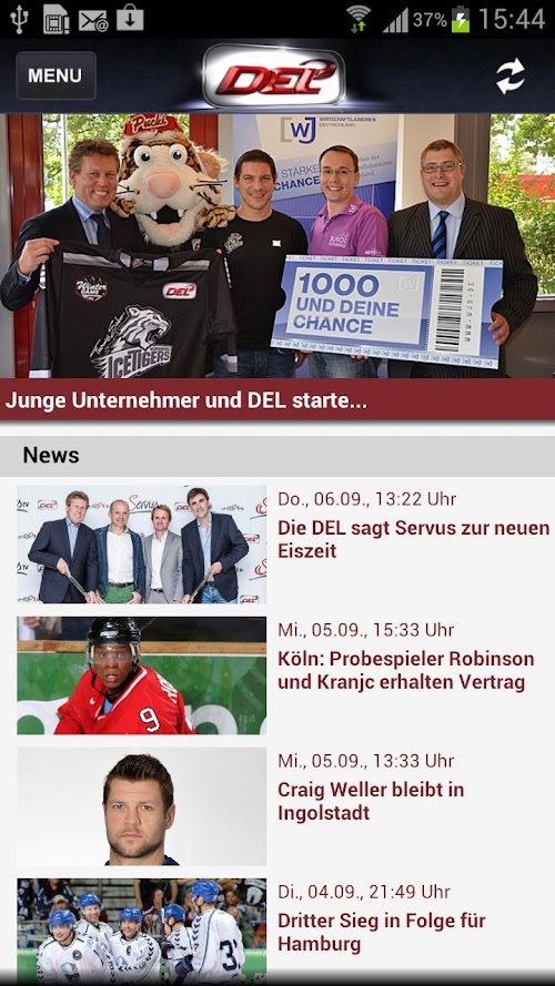 Android application DEL - Deutsche Eishockey Liga screenshort