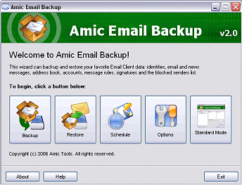 Outlook Express Email Backup with Amic Email Backup