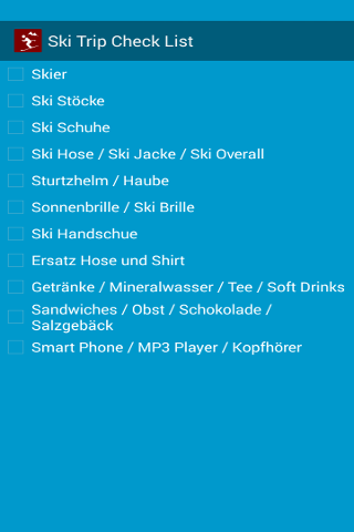 Check Liste Ski Ausflug