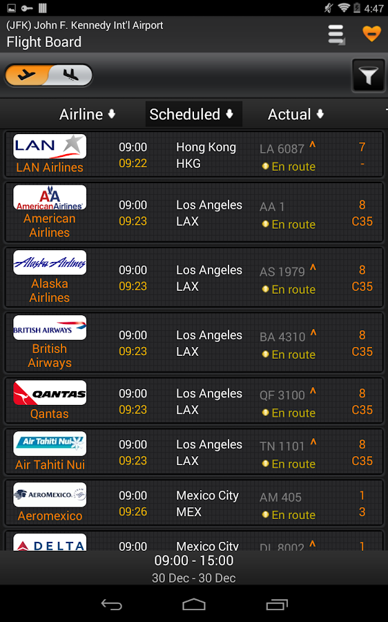 How do you locate airline flight departures?